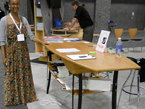 The custom table on the show floor at AIA 2012